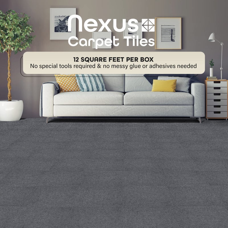 Achim Nexus Self Adhesive 12-Inch Carpet Floor Tiles, 12 Tiles - 12" x 12", Smoke Grey - Peel & Stick, DIY Flooring for Kitchen, Dining Room, Bedrooms & Bathrooms by Achim Home Decor - Image 2